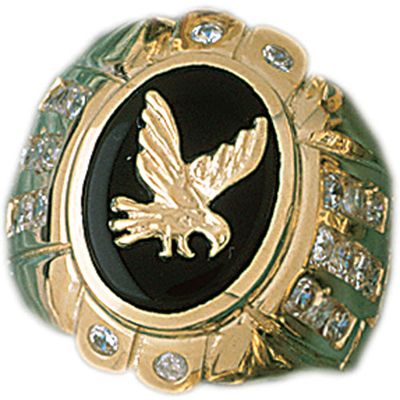 Dazzlers 14k Yellow Gold Eagle Onyx Ring, MPN: DZ-14645-8