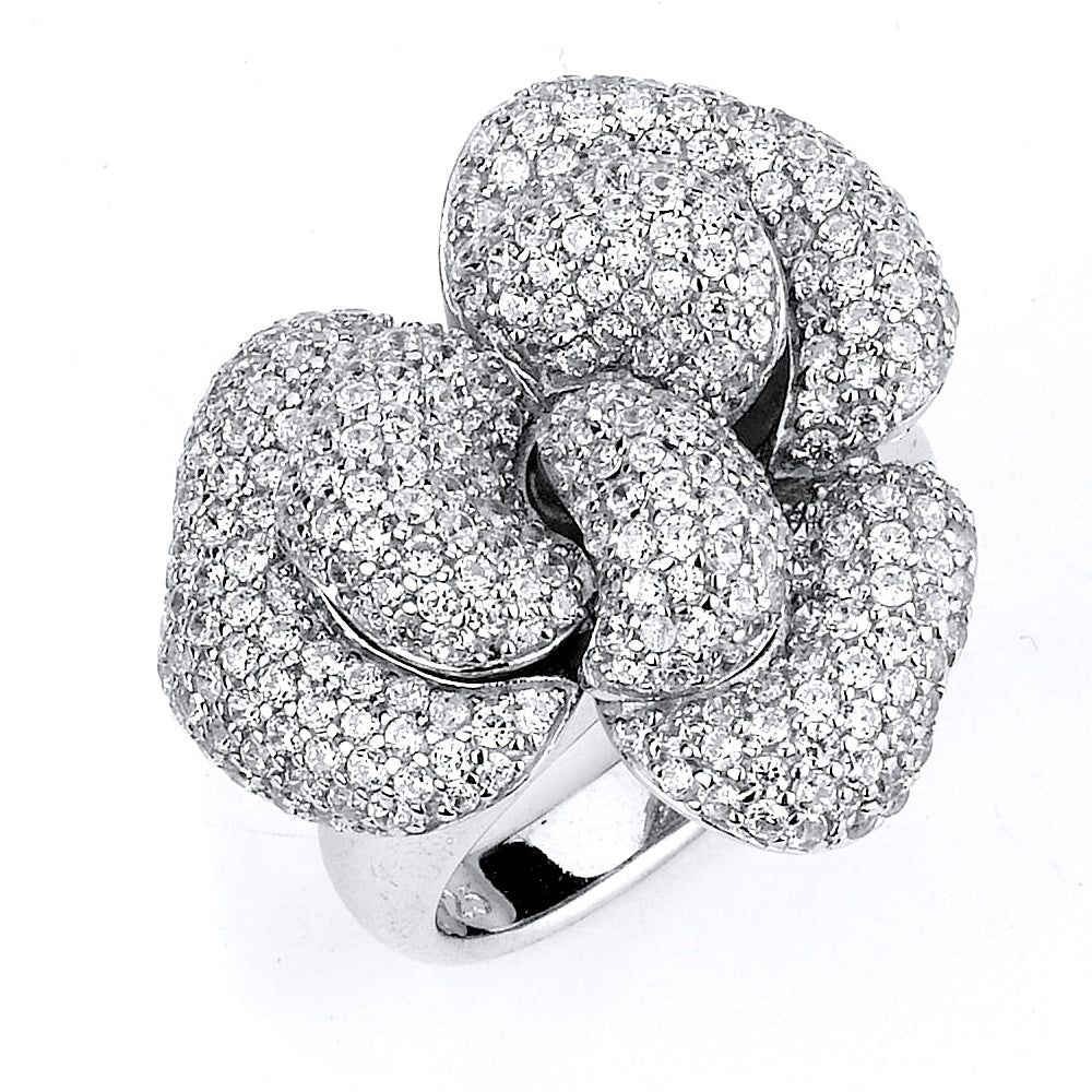 Dazzlers Sterling Silver Rhodium Plated and CZ Rose Ring, MPN: DCR-233