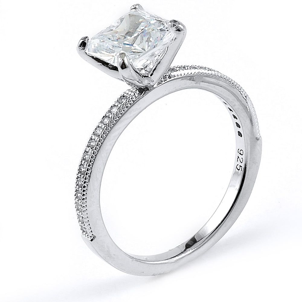 Dazzlers Sterling Silver Rhodium Plated and princess cut CZ Engagement Ring, MPN: DMR-218