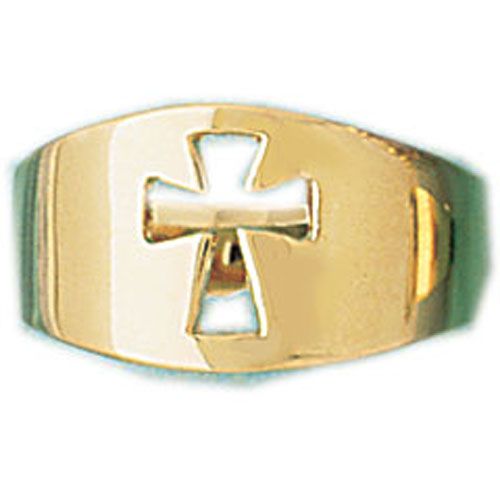 Dazzlers 14k Yellow Gold Cross Dome Ring, MPN: DZ-14249