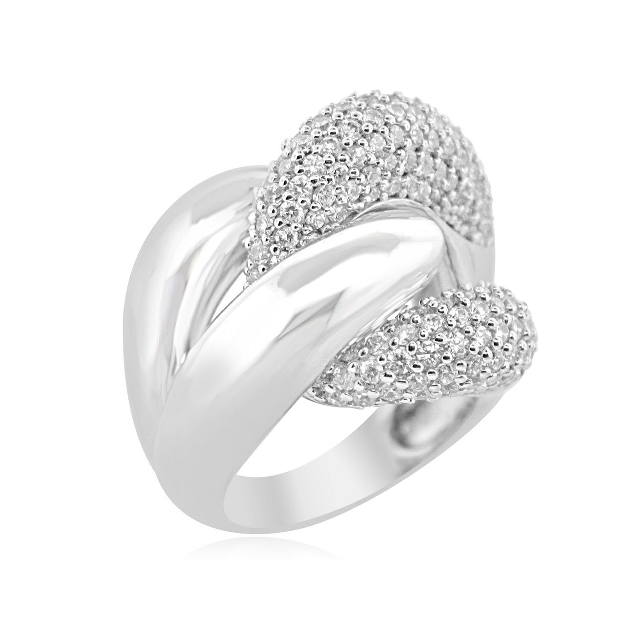 Dazzlers Sterling Silver Rhodium Plated and CZ Bulky Ring, MPN: DCR-86