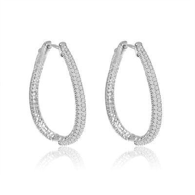 Dazzlers Sterling Silver Rhodium Plated and micro-pave CZ Oval Hoop Earrings, MPN: DCE-553