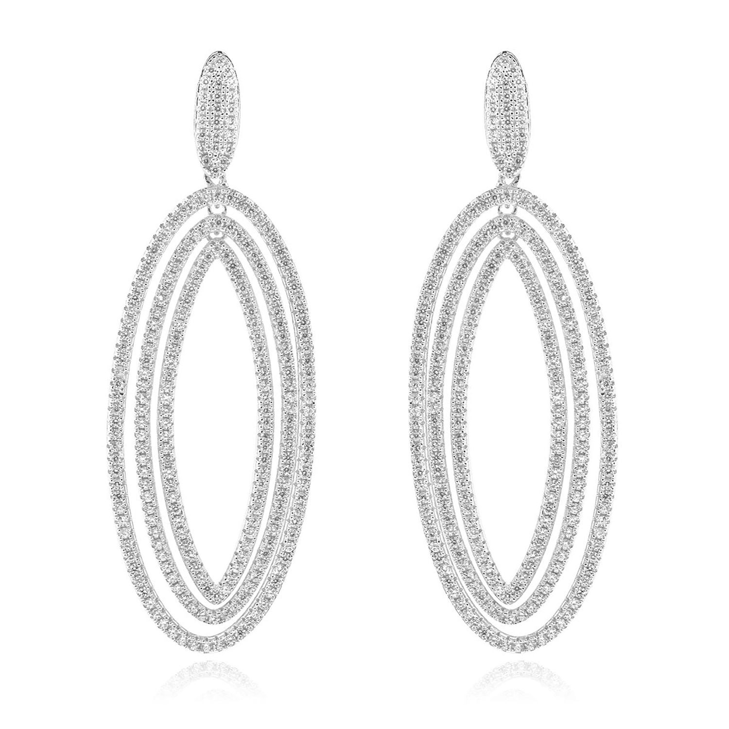 Dazzlers Sterling Silver Rhodium Plated and CZ Chandelier Earrings, MPN: DCE-630