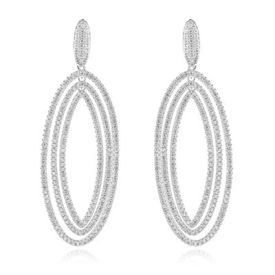 Dazzlers Sterling Silver Rhodium Plated and CZ Chandelier Earrings, MPN: DCE-630