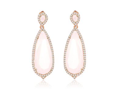 Dazzlers Sterling Silver Rose Gold Plated and Simulated Milky Crystal with CZ Earrings, MPN: DCE-48…