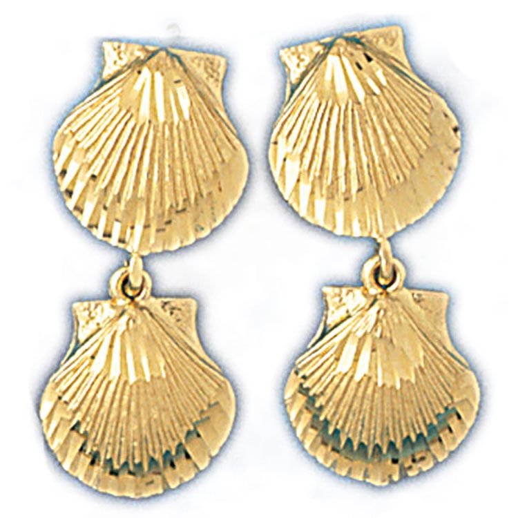 Dazzlers 14k Yellow Gold Shell Drop Earrings, MPN: DZ-13129