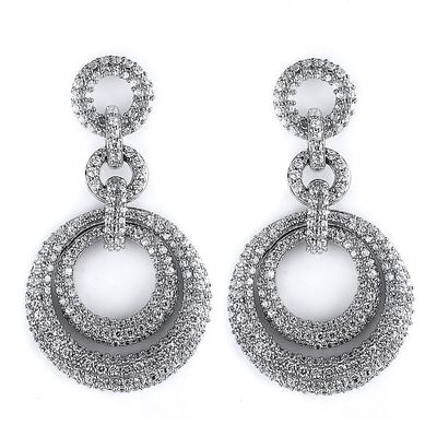 Dazzlers Sterling Silver Rhodium Plated and micro-pave CZ Dangle Earrings, MPN: DCE-337