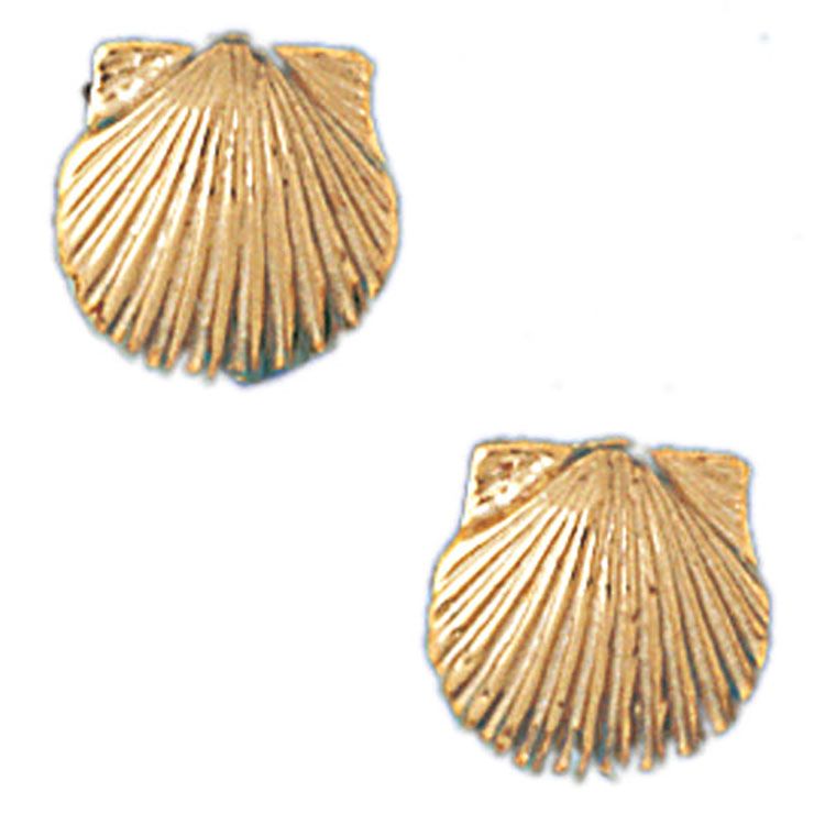 Dazzlers 14k Yellow Gold Shell Stud Earrings, MPN: DZ-13047