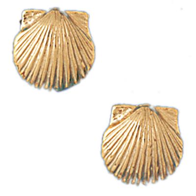 Dazzlers 14k Yellow Gold Shell Stud Earrings, MPN: DZ-13047