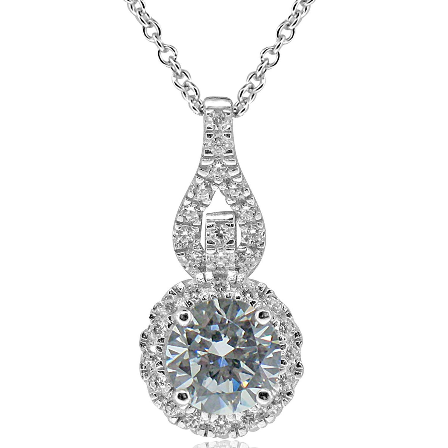 Dazzlers Sterling Silver Rhodium Plated and CZ Necklace, MPN: DMN-294