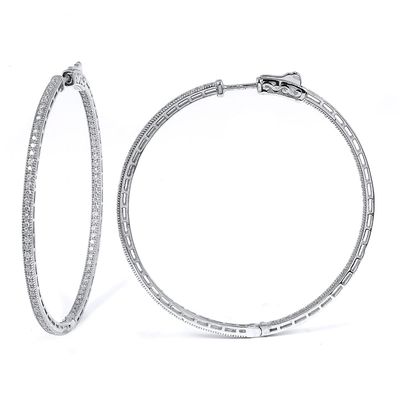 Dazzlers Sterling Silver Rhodium Plated with CZ Hoop Earrings, MPN: DCE-437