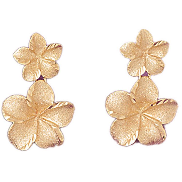 Dazzlers 14k Yellow Gold Plumeria Drop Earrings, MPN: DZ-12132