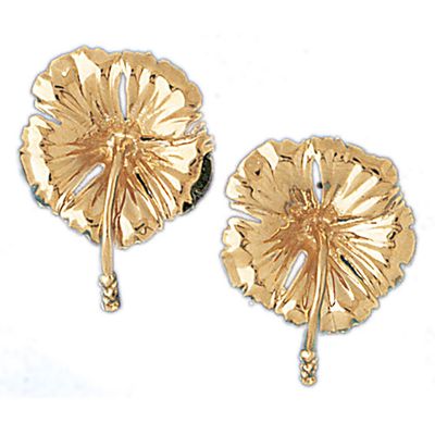 Dazzlers 14k Yellow Gold Hibiscus Flower Stud Earrings, MPN: DZ-13032