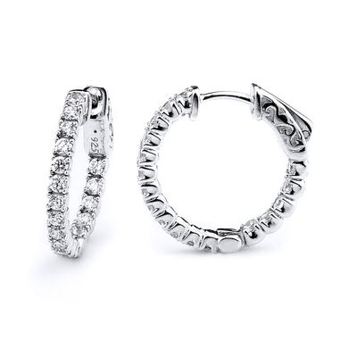 Dazzlers Sterling Silver Rhodium Plated and CZ Hoop Earrings, MPN: DCE-35
