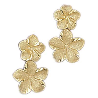 Dazzlers 14k Yellow Gold Plumeria Drop Earrings, MPN: DZ-12104