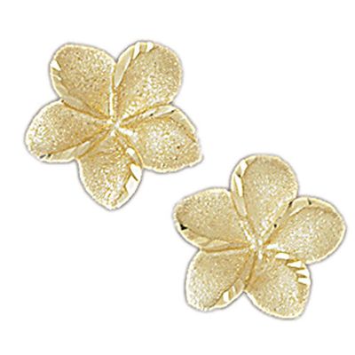 Dazzlers 14k Yellow Gold Plumeria Stud Earrings, MPN: DZ-12099