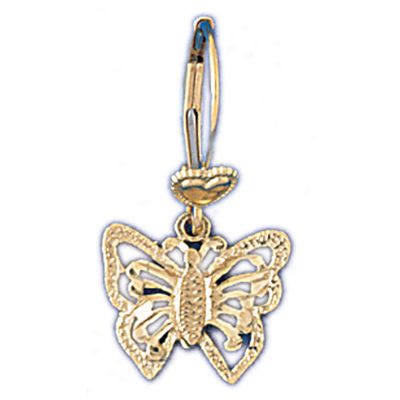 Dazzlers 14k Yellow Gold Butterfly Leverback Earrings, MPN: DZ-13018