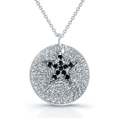 Dazzlers Sterling Silver Rhodium Plated and Black CZ Necklace, MPN: DBN420