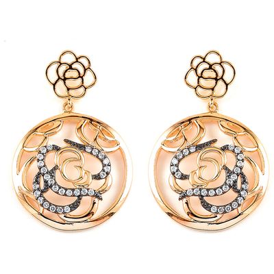 Dazzlers Sterling Silver Rose Gold Plated and Black Rhodium Plated and CZ Earrings, MPN: DBE618R