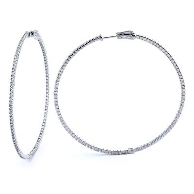 Dazzlers Sterling Silver Rhodium Plated and CZ Large Hoop Earrings, MPN: DCE-404