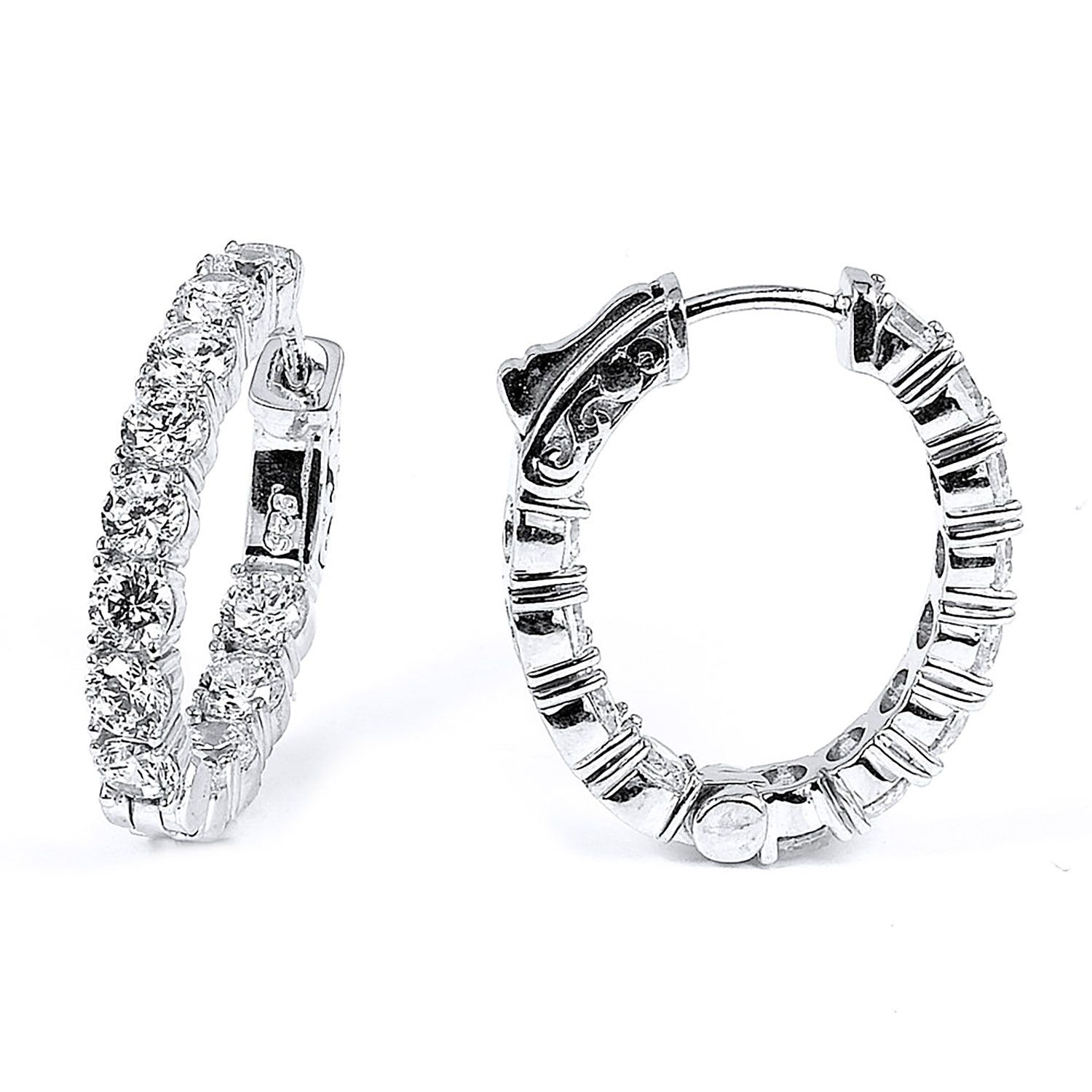 Dazzlers Sterling Silver Rhodium Plated with CZ Hoop Earrings, MPN: DCE-433