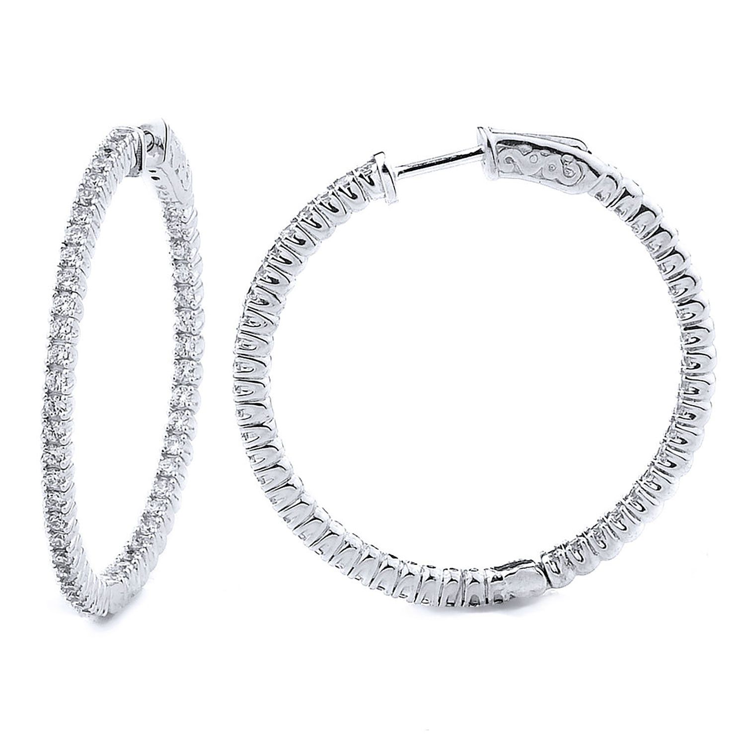 Dazzlers Sterling Silver Rhodium Plated and CZ Hoop Earrings, MPN: DCE-278