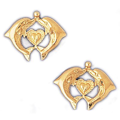 Dazzlers 14k Yellow Gold Dolphins Stud Earrings, MPN: DZ-13064