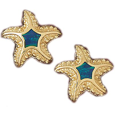Dazzlers 14k Yellow Gold Created Opal Starfish Earrings, MPN: DZ-14967