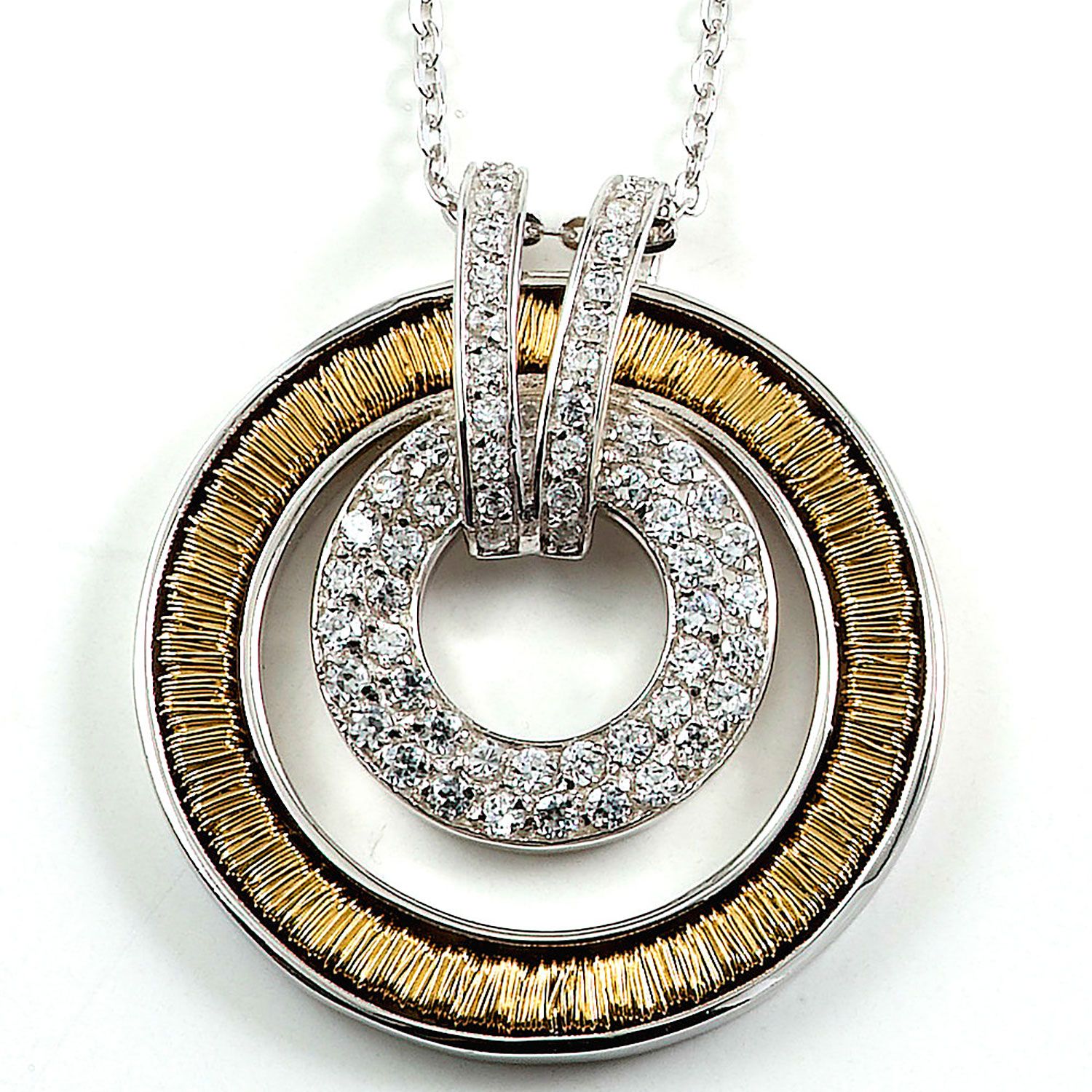 Dazzlers Two-tone Sterling Silver Rhodium Plated Necklace, MPN: DBN808