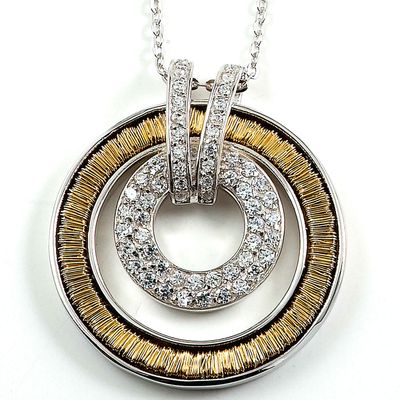 Dazzlers Two-tone Sterling Silver Rhodium Plated Necklace, MPN: DBN808