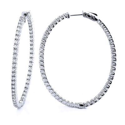 Dazzlers Sterling Silver Rhodium Plated and CZ Oval Hoop Earrings, MPN: DCE-286