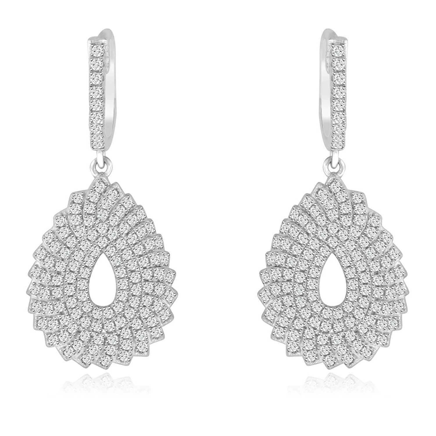 Dazzlers Sterling Silver Rhodium Plated with CZ short Dangle Earrings, MPN: DYE-711