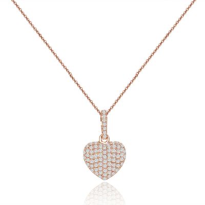 Dazzlers Sterling Silver Rose Gold Plated and CZ Heart Necklace, MPN: DYN-735P