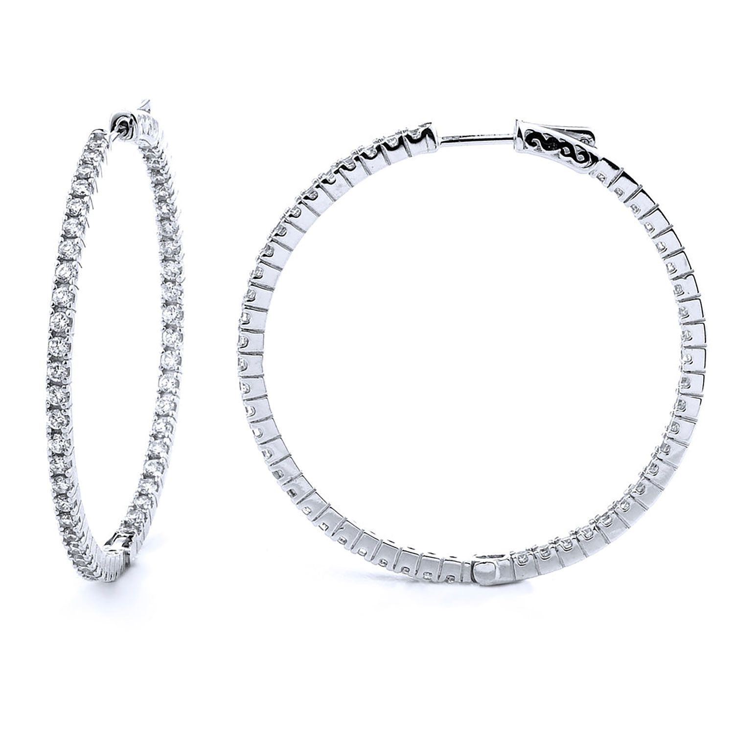 Dazzlers Sterling Silver Rhodium Plated and CZ Hoop Earrings, MPN: DCE-307