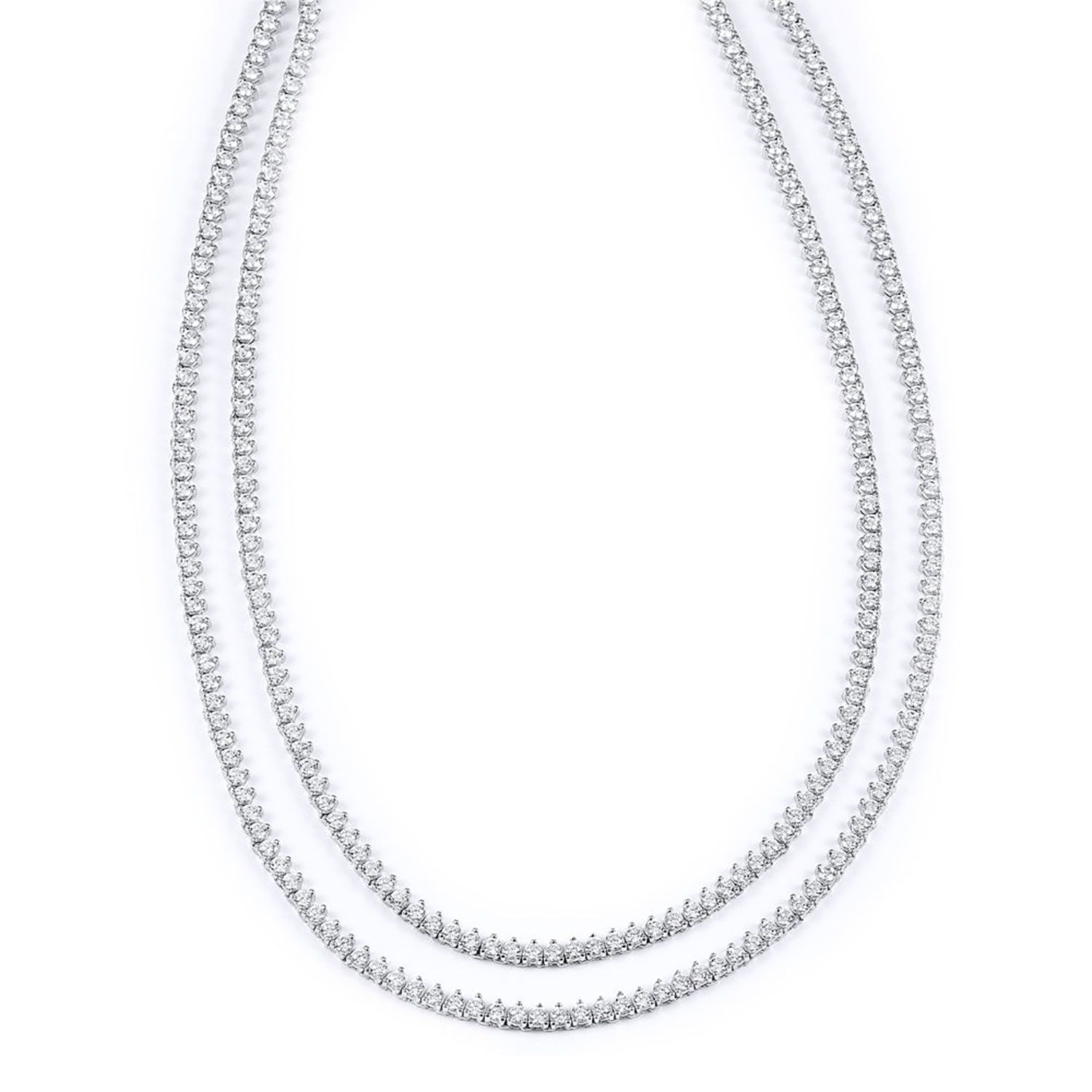 Dazzlers Sterling Silver Rhodium Plated and 3mm CZ Necklace, MPN: DCN-331
