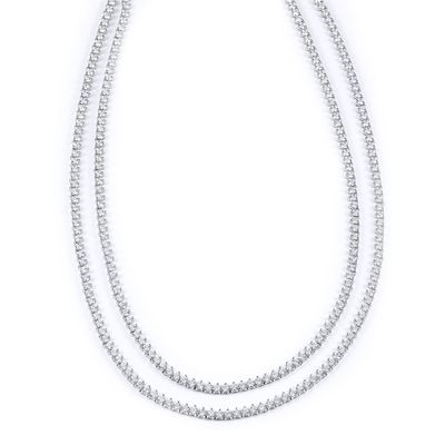 Dazzlers Sterling Silver Rhodium Plated and 3mm CZ Necklace, MPN: DCN-331