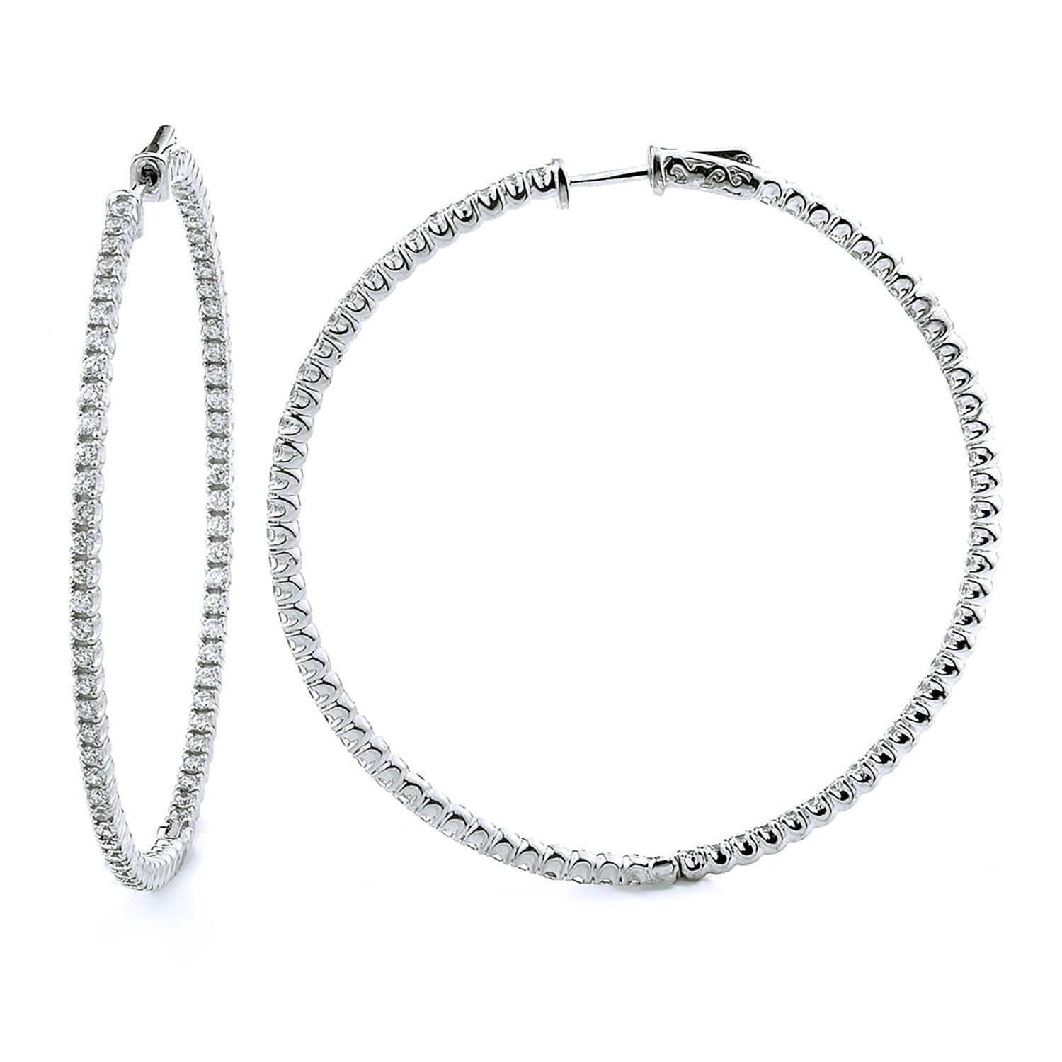 Dazzlers Sterling Silver Rhodium Plated and CZ Hoop Earrings, MPN: DCE-282