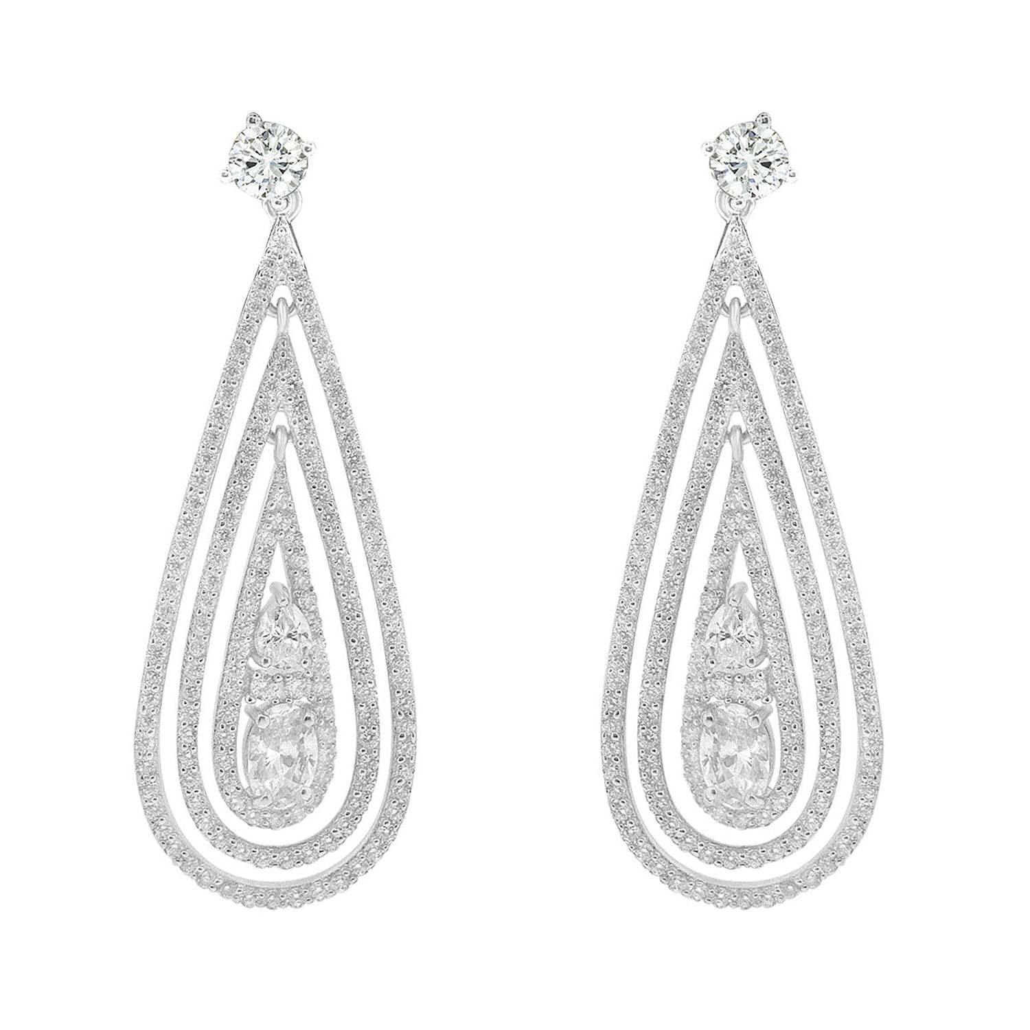 Dazzlers Sterling Silver Black Plated and CZ Teardrop Dangle Earrings, MPN: DCE-561