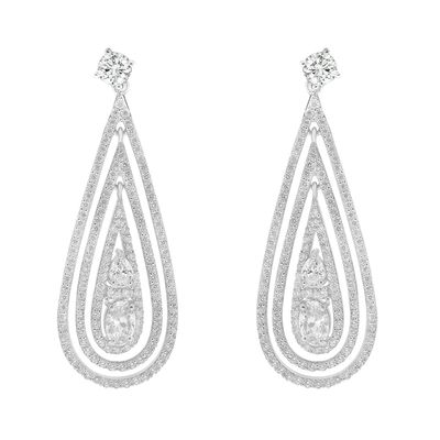 Dazzlers Sterling Silver Black Plated and CZ Teardrop Dangle Earrings, MPN: DCE-561