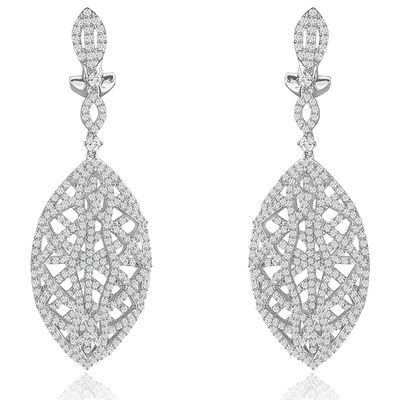 Dazzlers Sterling Silver Rhodium Plated and CZ Dangle Earrings, MPN: DRE-539