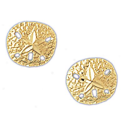 Dazzlers 14k Yellow Gold Sand Dollar Stud Earrings, MPN: DZ-13110
