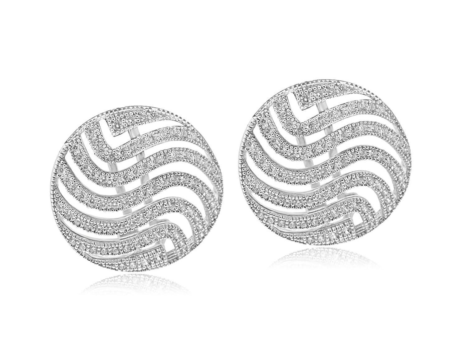 Dazzlers Sterling Silver Rhodium Plated and CZ Stud Earrings, MPN: DME-261