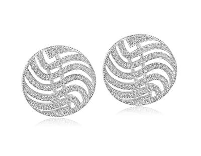 Dazzlers Sterling Silver Rhodium Plated and CZ Stud Earrings, MPN: DME-261