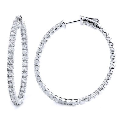Dazzlers Sterling Silver Rhodium Plated and CZ Hoop Earrings, MPN: DCE-279