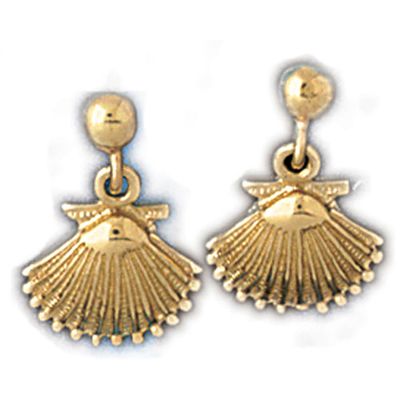 Dazzlers 14k Yellow Gold Shell Dangle Earrings, MPN: DZ-13137