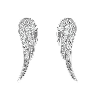 Dazzlers Sterling Silver Rhodium Plating and CZ Wings Stud Earrings, MPN: DCE-653