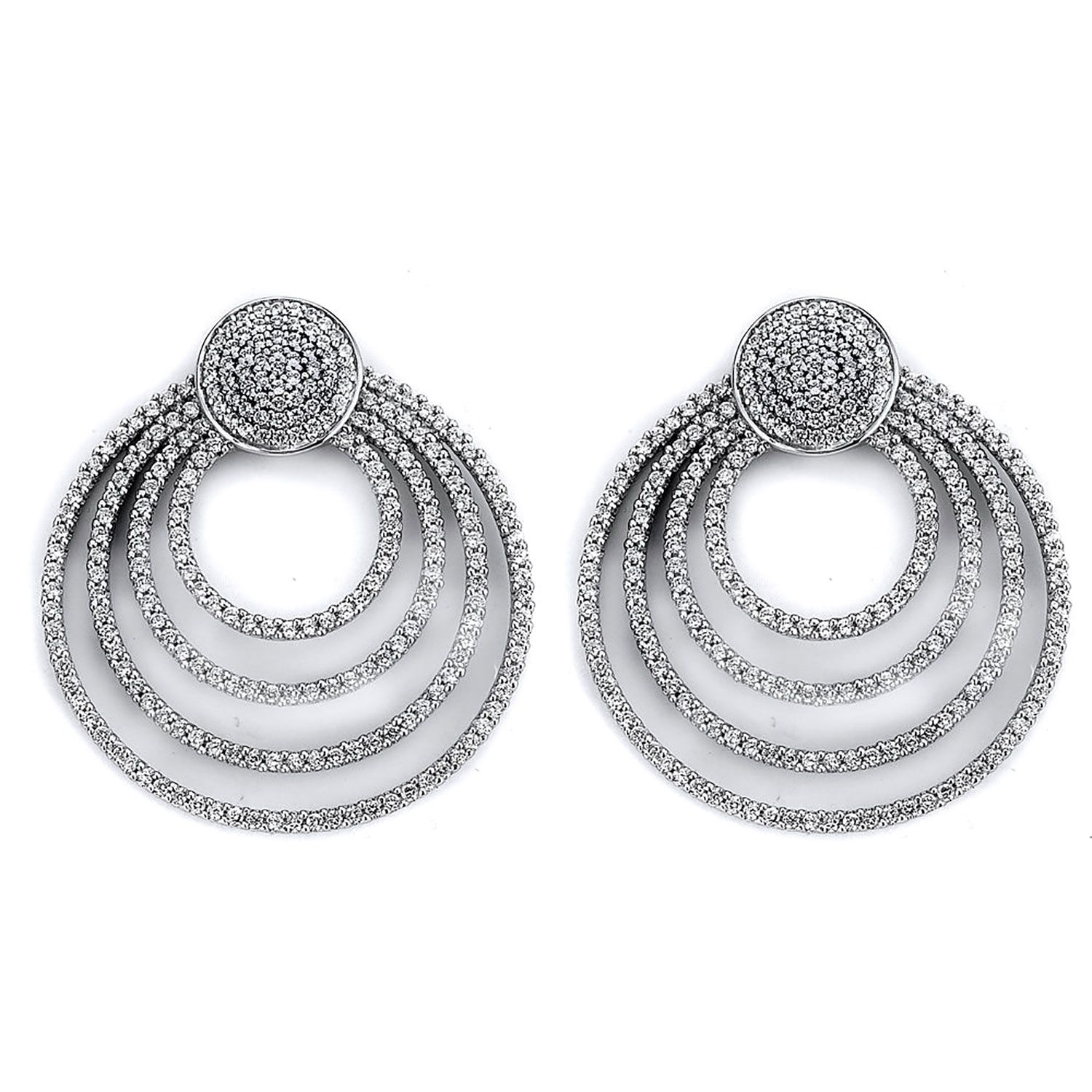 Dazzlers Sterling Silver Rhodium Plated and CZ Circular Earrings, MPN: DCE-336