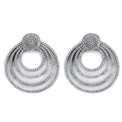 Dazzlers Sterling Silver Rhodium Plated and CZ Circular Earrings, MPN: DCE-336