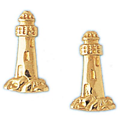Dazzlers 14k Yellow Gold Lighthouse Stud Earrings, MPN: DZ-13092
