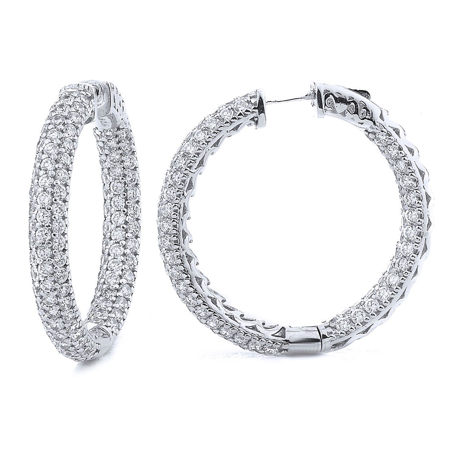 Dazzlers Sterling Silver Rhodium Plated and micro-pave CZ Hoop Earrings, MPN: DCE-311